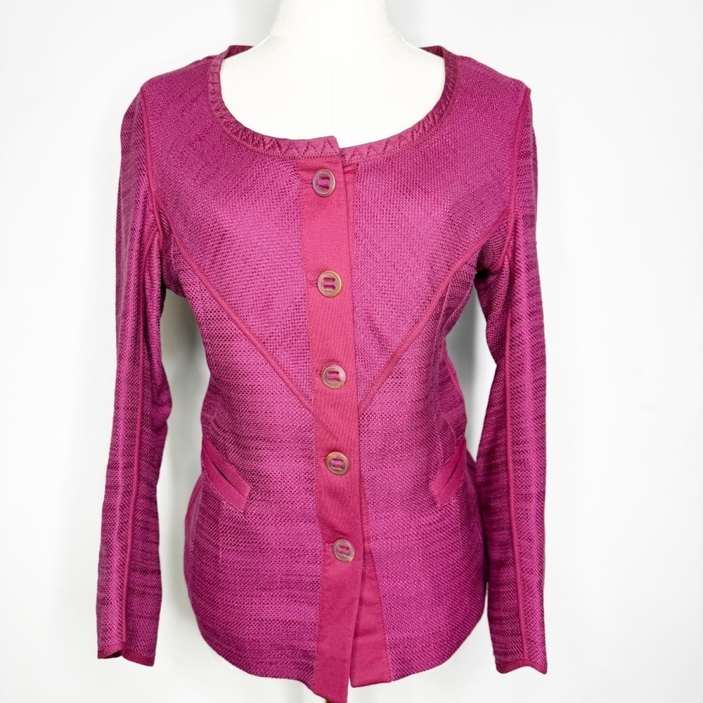 Donna Karen Blazer Purple Button Up Tweed Jacket Size Medium - Picture 2 of 8